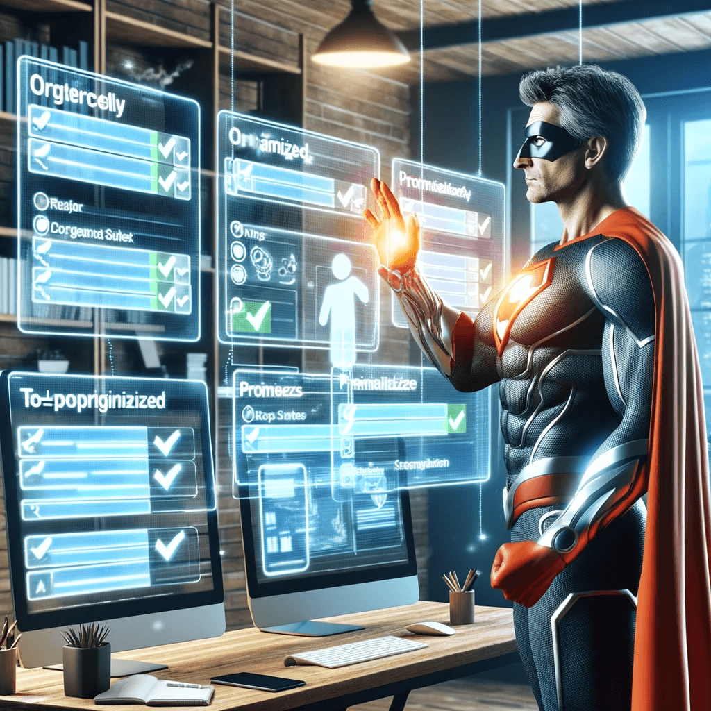 Forty-something Superhero Prioritizing ToDos